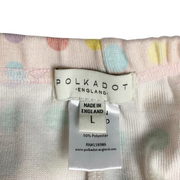 Polkadot England Pajama Pants Lounge Joggers Soft Colorful Women's L - Picture 8 of 9